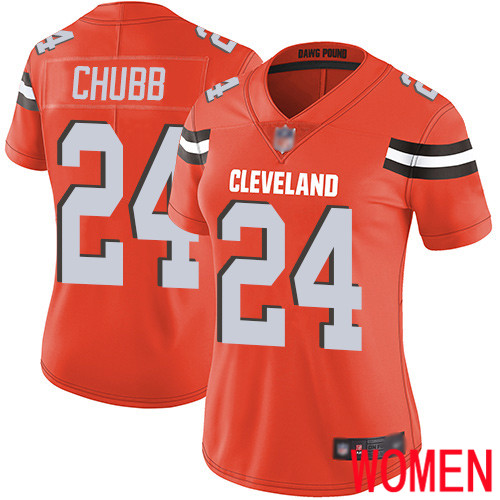 Cleveland Browns Nick Chubb Women Orange Limited Jersey #24 NFL Football Alternate Vapor Untouchable->women nfl jersey->Women Jersey